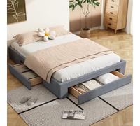 boorbin Cama plana, tres estantes, sin cabecero, color, gris (160 x 200 cm)