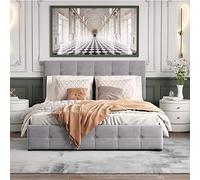 boorbin Cama tapizada, cama doble con espacio de almacenamiento hidráulico, cabecero acolchado de altura ajustable, somier de láminas de metal, tela de terciopelo agradable para la piel, cama doble,