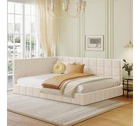 boorbin Cama tapizada para sofá cama, cama multifunción con somier de láminas de terciopelo agradable al tacto, 140 x 200 cm (beige)