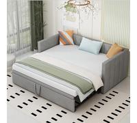 boorbin Cama tapizada Sofá cama extensible con somieres, cama multifunción de terciopelo agradable al tacto, 90/180 x 200 cm (gris)