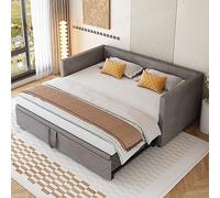 boorbin Cama tapizada Sofá cama extensible con somieres, cama multifunción de terciopelo agradable al tacto, 90/180 x 200 cm (gris oscuro)