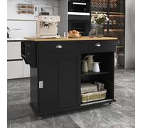 boorbin Carro de comedor/aparador plegable con aspecto de madera maciza, con puerta de almacenamiento, ruedas y patas de madera maciza intercambiables, para cocina y comedor, 112 x 40 (70) x 94 cm