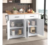 boorbin Carro de servir con mesa plegable, 120 x 46 (70) x 91 cm, con ruedas y patas de madera intercambiables, ideal para cocina y comedor (blanco)