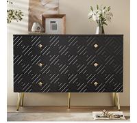 boorbin Cómoda moderna de 6 cajones, 120 x 40 x 80 cm, patas de metal para mayor estabilidad, perfecta para dormitorio y salón (negro)