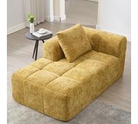 boorbin Cómodo sofá chaise longue, no requiere montaje, sofá suave con cojines, bolsillos laterales para mando a distancia y teléfono móvil, ordenado y elegante (amarillo)
