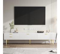boorbin Elegante mueble de TV con cajones y puertas, muebles de sala de estar. Diseño moderno. Tiradores y patas dorados (175 x 35 x 40 cm)