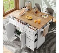 boorbin Isla de cocina (110 × 45 - 75 × 92 cm), moderno armario de cocina, armario de cocina, carrito de servicio extraíble, armario de comedor con diseño vintage, armario de bufé, mesa de comedor