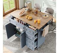 boorbin Isla de cocina (110 × 45 - 75 × 92 cm), moderno armario de cocina, armario de cocina, carrito de servicio extraíble, armario de comedor con diseño vintage, armario de bufé, mesa de comedor