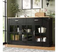 boorbin Isla de cocina moderna (102 × 45 × 92 cm), armario de cocina, armario buffet, carro comedor con vetas de madera, armario buffet, mesa de comedor multifuncional con espacio de almacenamiento