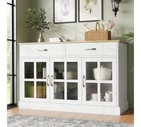 boorbin Isla de cocina moderna (102 × 45 × 92 cm), armario de cocina, armario buffet, carro comedor con vetas de madera, armario buffet, mesa de comedor multifuncional con espacio de almacenamiento