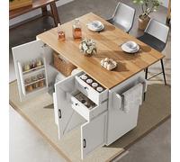 boorbin Isla de cocina moderna, armario de cocina, armario buffet, carro comedor con vetas de madera, armario buffet, mesa de comedor multifuncional con espacio de almacenamiento, carrito comedor con
