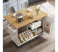 boorbin Isla de cocina moderna, armario de cocina para cubo de basura, armario buffet, mesa de comedor multifuncional con espacio de almacenamiento, carrito comedor con estantes para aperitivos y