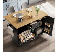 boorbin Isla de cocina moderna, armario de cocina para cubo de basura, armario buffet, mesa de comedor multifuncional con espacio de almacenamiento, carrito comedor con estantes para aperitivos y
