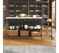 boorbin Islas de cocina, losa de mármol artificial extensible industrial con 3 cajones, muebles de cocina y comedor, isla de cocina, estante de cocina, aparador (1 isla de cocina)
