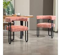 boorbin Juego de 2 sillas de comedor de terciopelo con diseño de respaldo redondo, cómodas sillas de cocina, mesa de comedor y sillas, cómodas y modernas para comedor o salón (rosa)