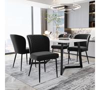 boorbin Juego de comedor, 117 × 68 × 75 cm, mesa de comedor moderna con 4 sillas, sillas de comedor de terciopelo, silla de diseño tapizada con respaldo, tablero de fibra de densidad media (negro y