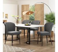 boorbin Juego de comedor, 140 × 80 × 75 cm, mesa de comedor con 4 sillas), moderno juego de mesa de cocina, sillas de comedor de terciopelo gris oscuro, silla tapizada con respaldo, tablero de fibra
