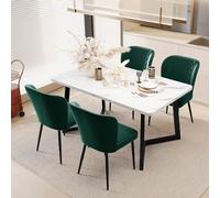 boorbin Juego de comedor, (juego, 117 × 68 × 75 cm, mesa de comedor con 4 sillas), moderno juego de mesa de cocina, sillas de comedor de terciopelo, silla de diseño tapizada con respaldo, tablero de