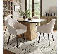boorbin Juego de mesa de comedor (5 piezas) de 138 x 80 cm y 4 sillas de comedor moderno con diseño de vetas de madera, mesa de comedor y sala de estar, sillas de comedor de terciopelo con patas de