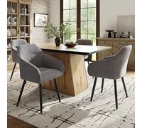 boorbin Juego de mesa de comedor (5 piezas) de 138 x 80 cm y 4 sillas de comedor moderno con diseño de vetas de madera, mesa de comedor y sala de estar, sillas de comedor de terciopelo con patas de