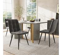boorbin Juego de mesa de comedor (5 piezas) de color cemento moderno con 4 sillas de comedor grises con patas de metal para comedor y sala de estar (5, gris+negro)