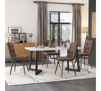 boorbin Juego de mesa de comedor con 4 sillas, mesa de comedor rectangular Juego de mesa de cocina moderno, silla de comedor de terciopelo, patas de mesa negras (marrón)