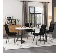 boorbin Juego de mesa de comedor con 4 sillas, Mesa de comedor rectangular Juego de mesa de cocina moderna,Silla de comedor de terciopelo de cocina,Patas de mesa negras (negro)
