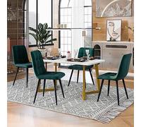 boorbin Juego de mesa de comedor de 117 cm con 4 sillas, mesa de comedor rectangular moderna de cocina, silla de comedor de terciopelo (verde+blanco+negro, 117 x 68 x 75+44 x 41 x 86 cm)