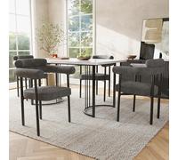 boorbin Juego de mesa de comedor y silla (5 piezas) con patas de metal de diseño, incluye 4 sillas huecas de gamuza gris, elegante y cómodo, adecuado para restaurantes (gris oscuro)