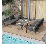 boorbin Juego de salón de jardín, juego de muebles de jardín, moderno juego de sofá para exteriores, cuerda tejida a mano, incluye todos los cojines de asiento y respaldo, juego de balcón, jardín y