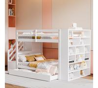 boorbin Litera, escalera de seguridad con compartimentos de almacenamiento, cajones de almacenamiento y grandes taquillas, construcción de valla alta, somier de listones, cama de pino, cuna, cama