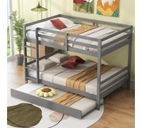 boorbin Literas de 140 x 200 cm, camas infantiles, literas con cama nido, barandillas altas, escaleras estables (gris)