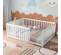 boorbin Marco de cama con valla y puerta (blanco, 140 x 200 cm)