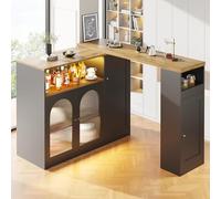 boorbin Mesa de bar giratoria de 360 grados, trona, nevera de vino, barra de bodega, barra negra mate, luz LED de cristal Changhong, aparador multifuncional (108 x 39,6 x 97 cm)