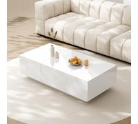 boorbin Mesa de centro de alto brillo con estructura de almacenamiento push pull, cajones de doble cara