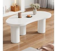boorbin Mesa de centro moderna e irregular de media luna, tablero MDF y patas de PVC, con base de fieltro, mesa de centro irregular