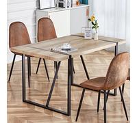 boorbin Mesa de comedor de lujo de estilo moderno, una mesa de comedor simple y estructurada, hermosa sala de estar con hermosas líneas (1-pc), patas de metal estables (marrón+negro, 138 x 76 x 76 cm)