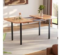 boorbin Mesa de comedor extensible clásica, mesa en color natural, estilo minimalista moderno, soporte de aleación de alta resistencia, para 4-6 personas (roble blanco+negro, 160 x 80 x 75 cm)