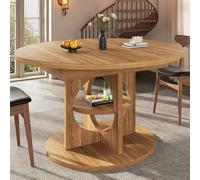 boorbin Mesa de comedor extensible con espacio de almacenamiento, 110 - 150 cm, soporta hasta 60 kg, redonda a ovalada, aspecto de madera