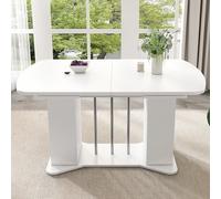 boorbin Mesa de comedor extensible de 120/160 x 80 cm, estilo moderno, patas de metal plateadas, mesa de comedor con espacio de almacenamiento, mesa multifuncional adecuada para 4-6 personas, color