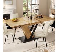boorbin Mesa de comedor extensible, mesa de cocina, mesa extensible, extensible hasta 160 cm, adecuada para cocina y sala de estar, mesa de madera (120-160 x 75 x 75,5 cm)