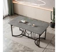 boorbin Mesa de comedor minimalista moderna, 158 x 76 x 75 cm, plegable, patas de metal negro (efecto hormigón)