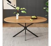 boorbin Mesa de comedor moderna, patas de metal estables, mesa de comedor ovalada, para 4-6 personas, color natural, 120 x 80 x 75,5 cm