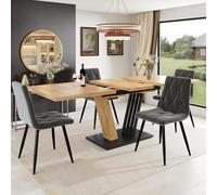 boorbin Mesa extensible 120/160 x 80 x 76 cm - Mesa de cocina y salón con aspecto de madera y patas en forma de alas (madera)