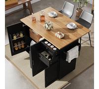 boorbin Moderna isla de cocina, armario de cocina, armario buffet, carro comedor con vetas de madera, armario buffet, mesa de comedor multifuncional con espacio de almacenamiento, carrito comedor con