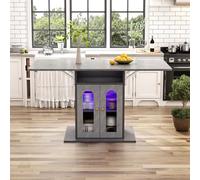 boorbin Moderna mesa de comedor plegable con iluminación LED y función de cambio de color ajustable, con espacio de almacenamiento integrado, mesa extensible máxima 140 × 78 cm, para cocina y comedor