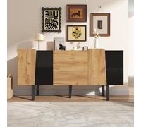 boorbin Mueble de TV contemporáneo con espacio de almacenamiento para televisores de 60", centro de entretenimiento de madera con patas de madera maciza para soporte de TV, aparadores y consolas de