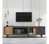 boorbin Mueble de TV de 200 x 40 x 55,5 cm, madera oscura, gris y veta de madera, adecuado para un televisor de 90 pulgadas