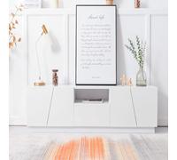 boorbin Mueble de TV moderno blanco con panel brillante, para salón y comedor, 170 cm, estilo mosaico diagonal (170 x 37 x 42 cm)