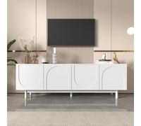 boorbin Mueble de TV moderno color blanco - 175 x 38 x 56 cm, paneles ajustables y ligeros, estilo lujoso (blanco, 175 x 38 x 56 cm)